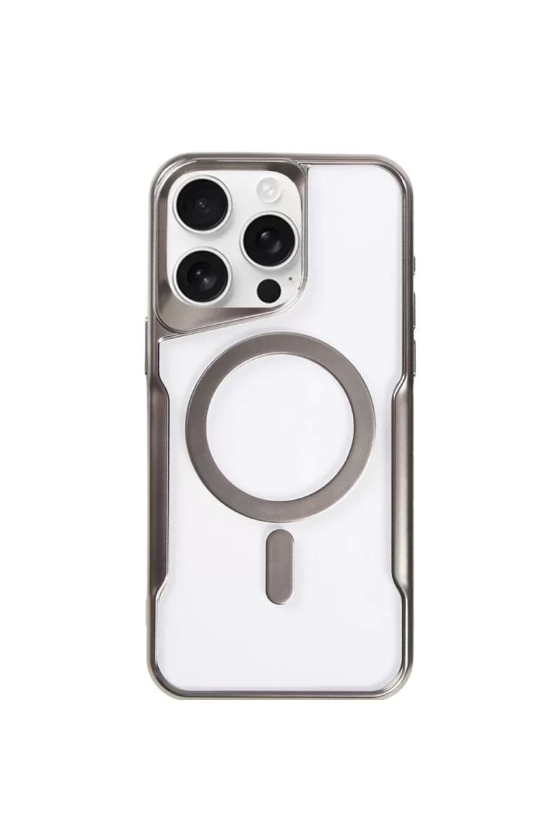 Newface Apple iPhone 15 Pro Kılıf Boyi Magsafe Silikon Kapak - Titan Gri