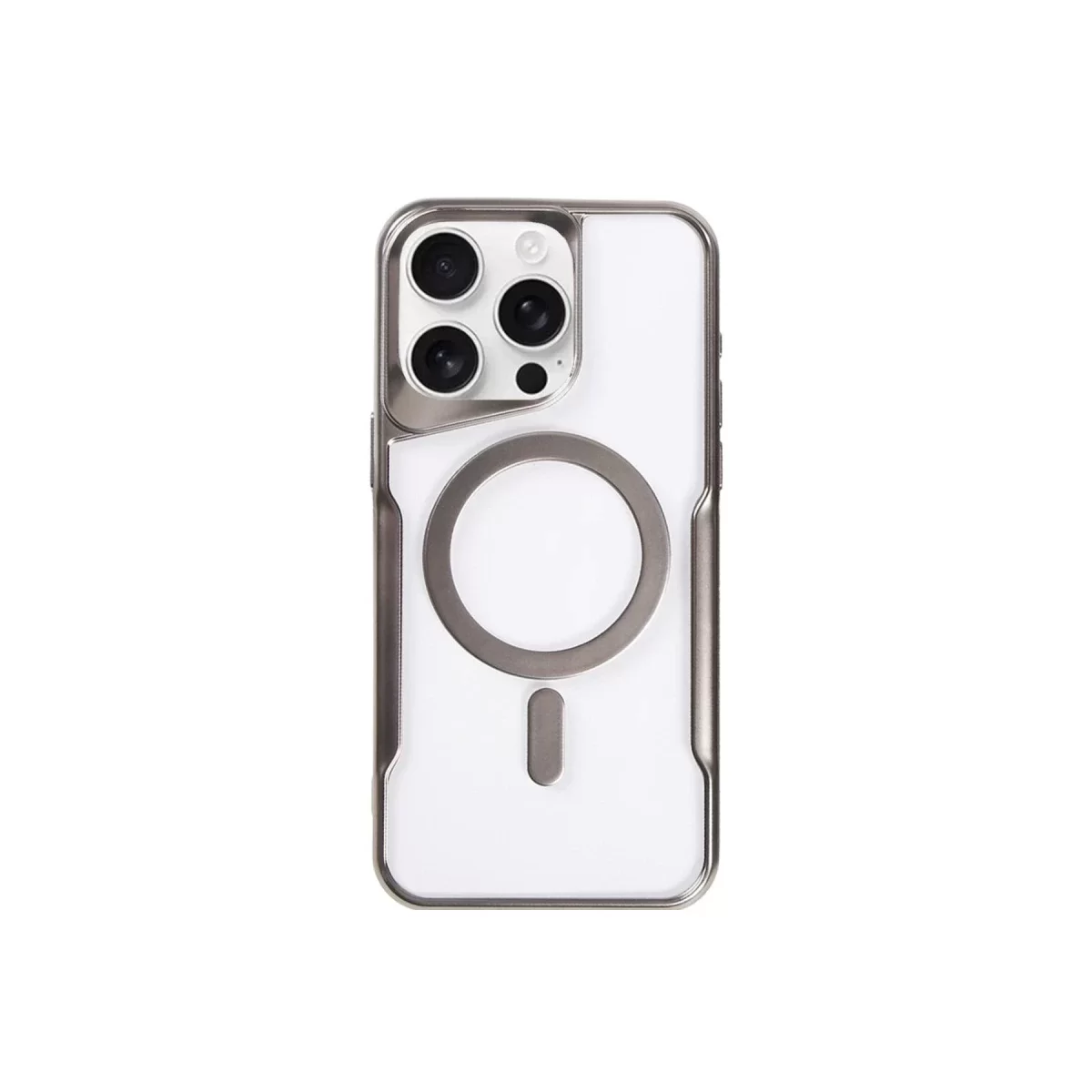 Newface Apple iPhone 15 Pro Kılıf Boyi Magsafe Silikon Kapak - Titan Gri
