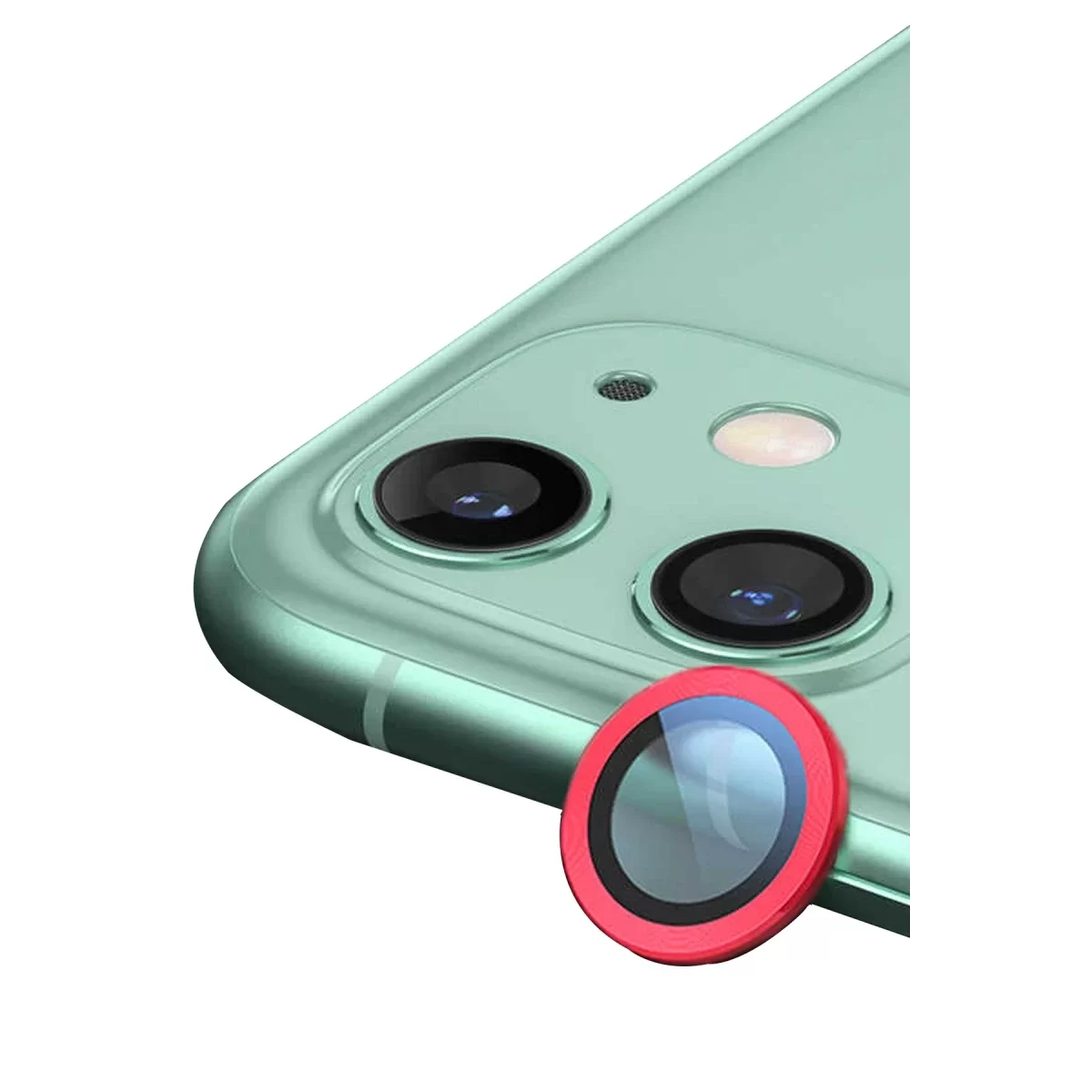 Newface Apple iPhone 11 Raze Metal Kamera Lens - Kırmızı