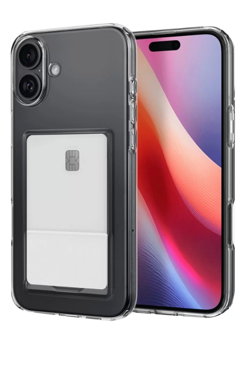 Newface Apple iPhone 16 Kılıf Kart Şeffaf Silikon - Şeffaf