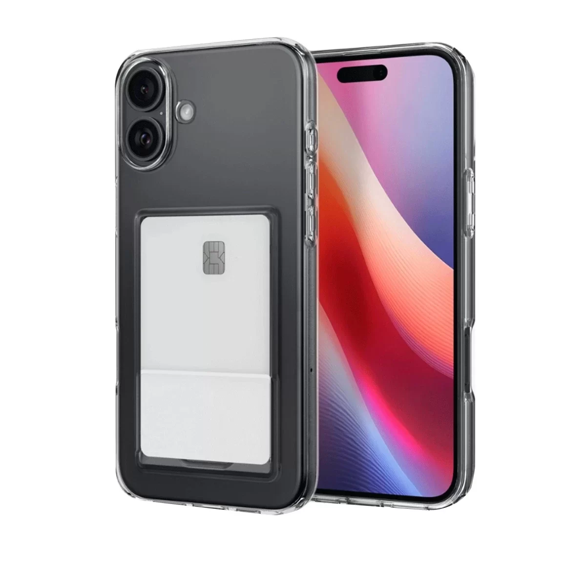 Newface Apple iPhone 16 Kılıf Kart Şeffaf Silikon - Şeffaf