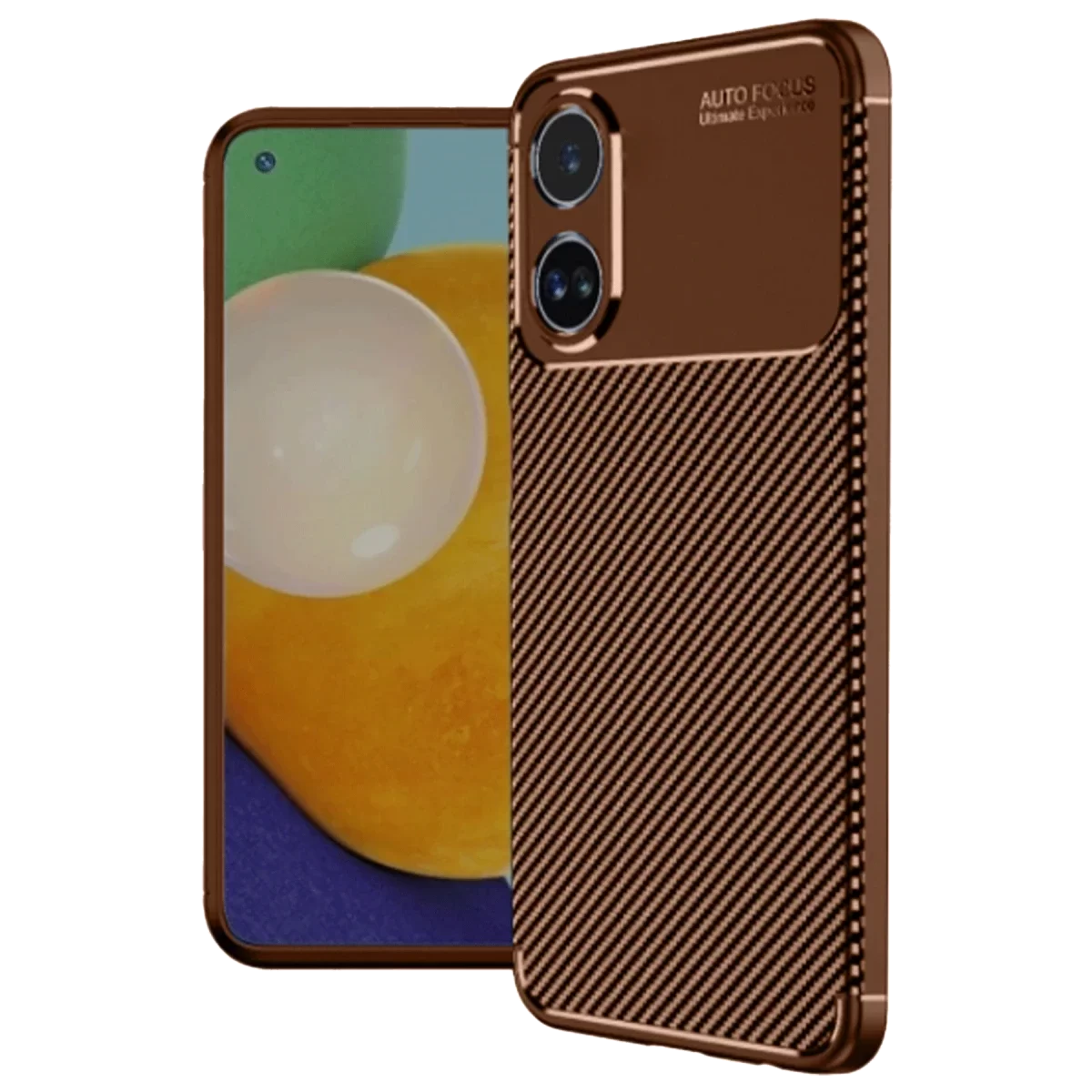 Newface Oppo A60 Kılıf Auto Focus Karbon Kapak - Kahverengi