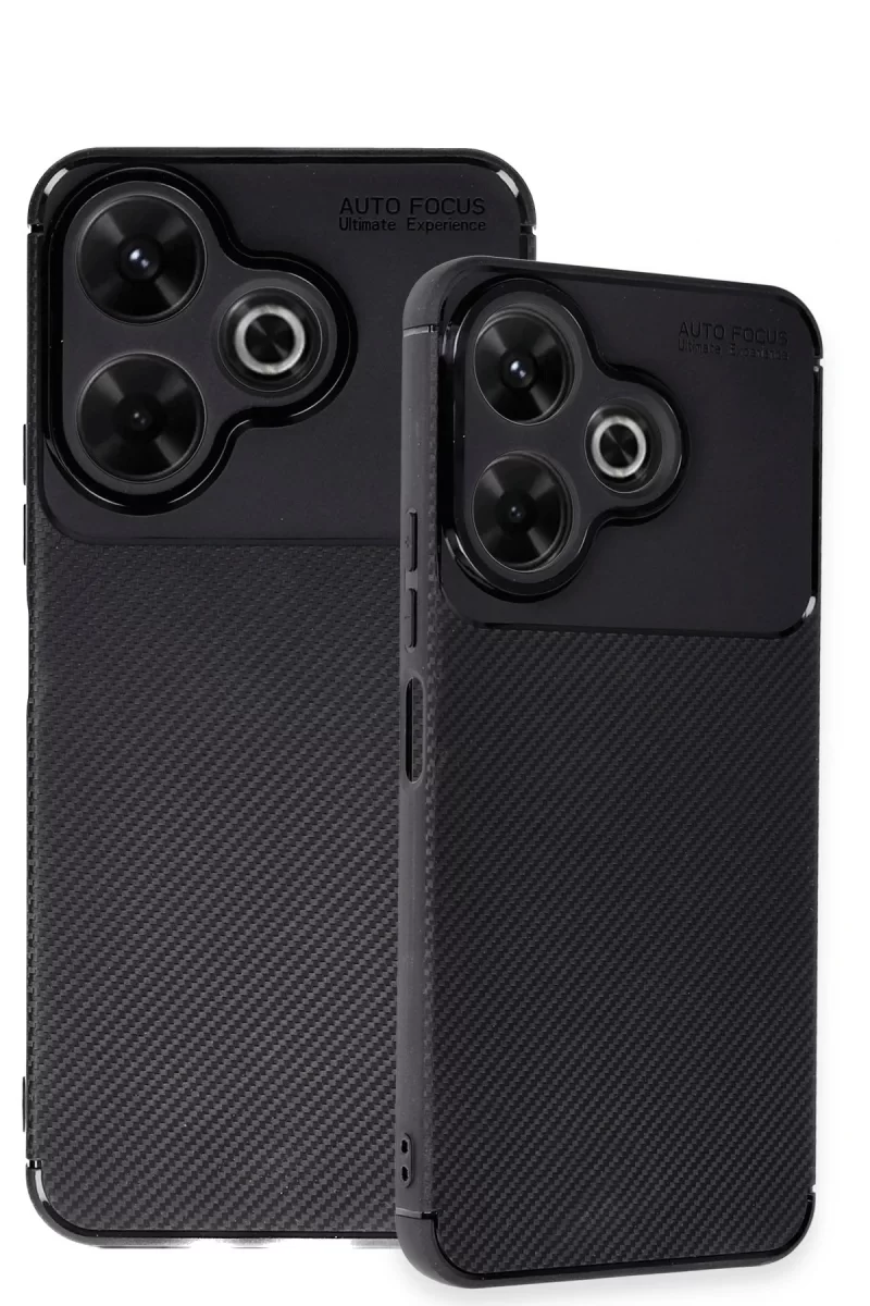 Newface Xiaomi Redmi 13 4G Kılıf Auto Focus Karbon Kapak - Siyah