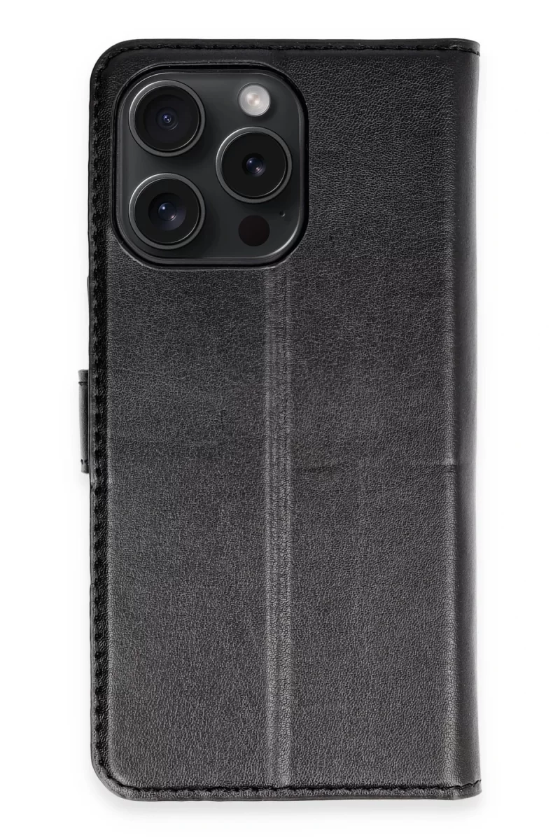 Newface Apple iPhone 15 Pro Max Kılıf Trend S Plus Kapaklı Kılıf - Siyah