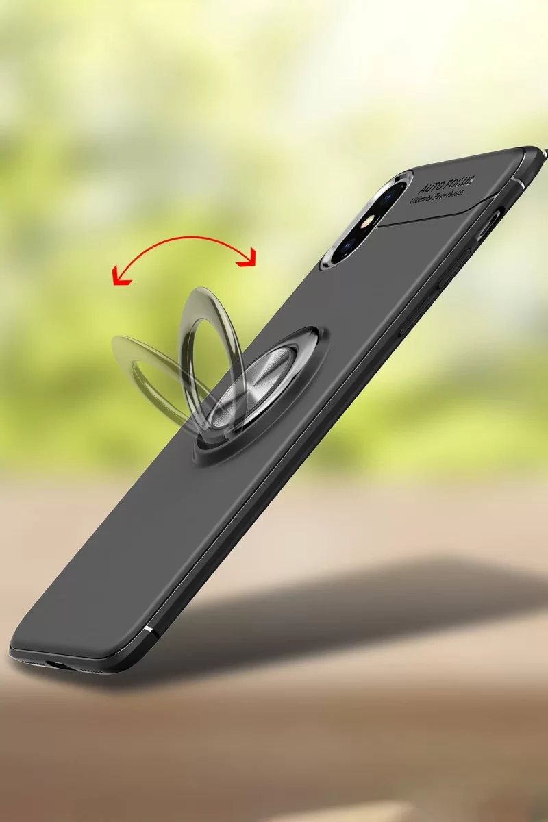 Newface Apple iPhone XS Max Kılıf Range Yüzüklü Silikon - Mavi
