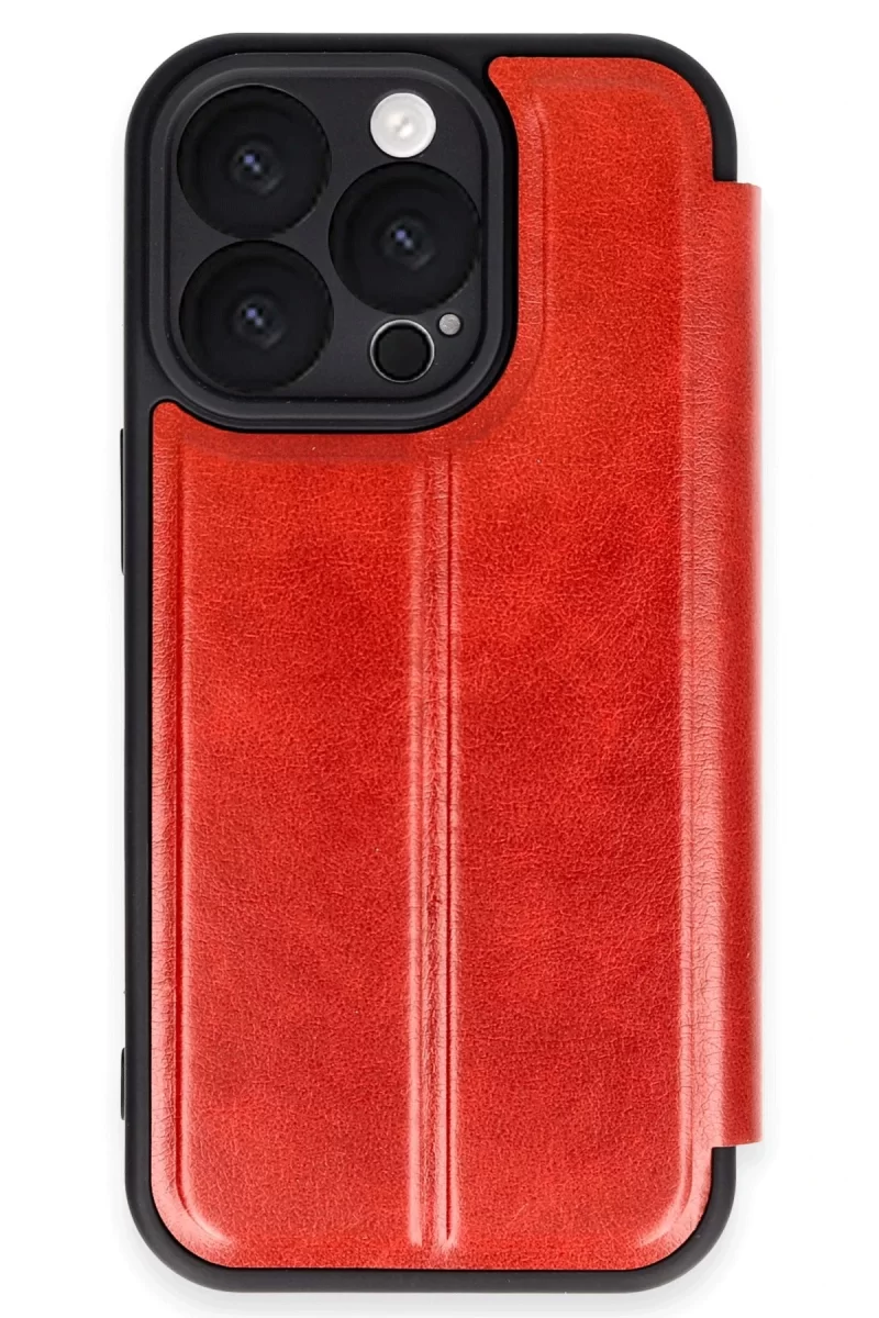 Newface Apple iPhone 16 Pro Max Kılıf Flip Cover - Kırmızı