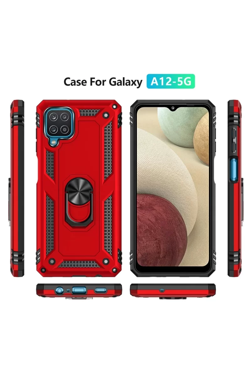 Newface Samsung Galaxy A22 Kılıf Sofya Yüzüklü Silikon Kapak - Kırmızı