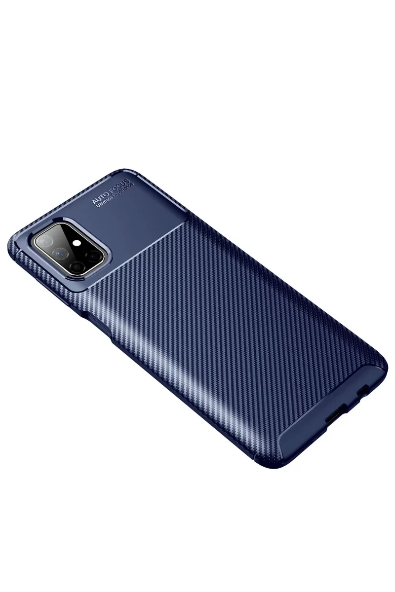 Newface Samsung Galaxy M51 Kılıf Auto Focus Karbon Kapak - Lacivert