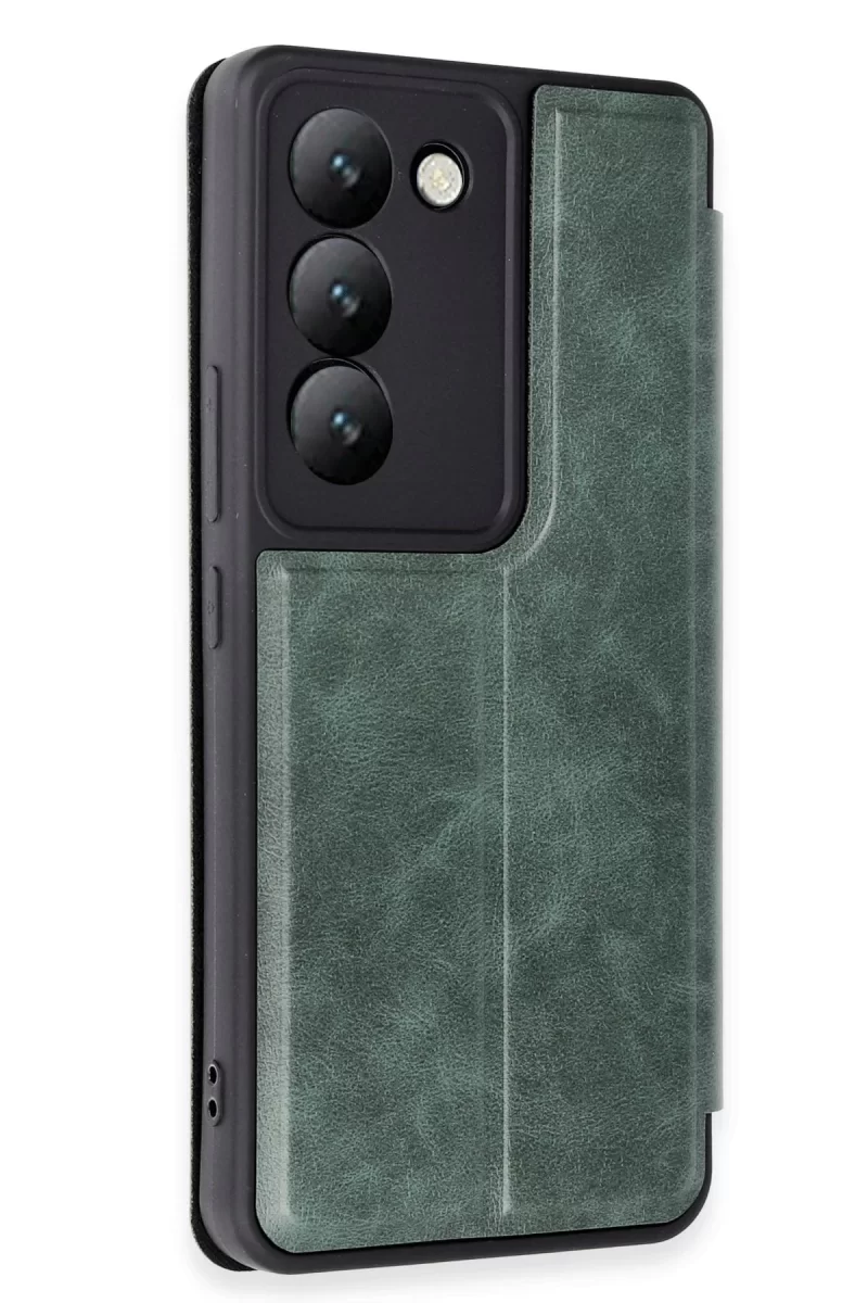 Newface Vivo V30 Lite 4G Kılıf Flip Cover - Koyu Yeşil