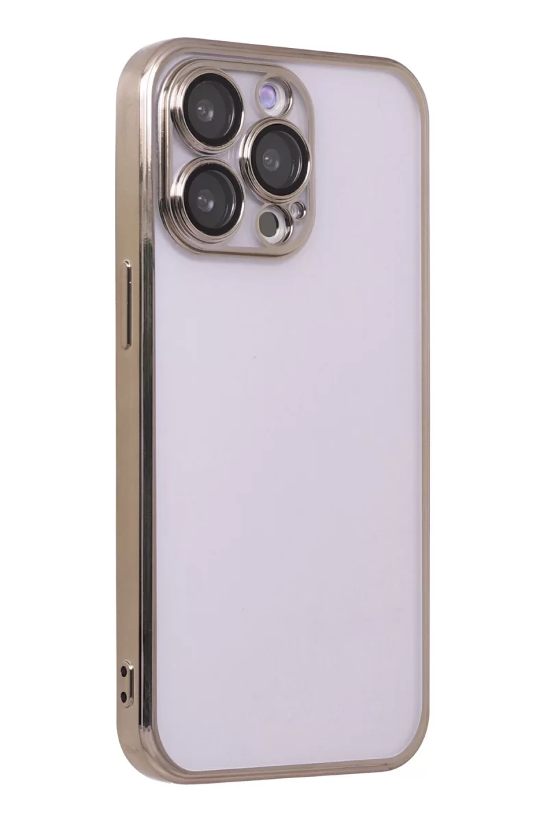 Newface Apple iPhone 13 Pro Kılıf Razer Lensli Silikon - Gold