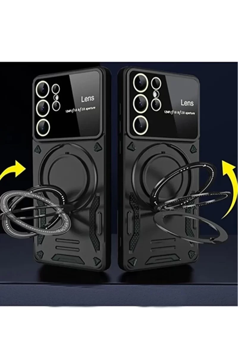 Newface Samsung Galaxy S24 Ultra Kılıf Joy Lens Standlı Kapak - Lacivert