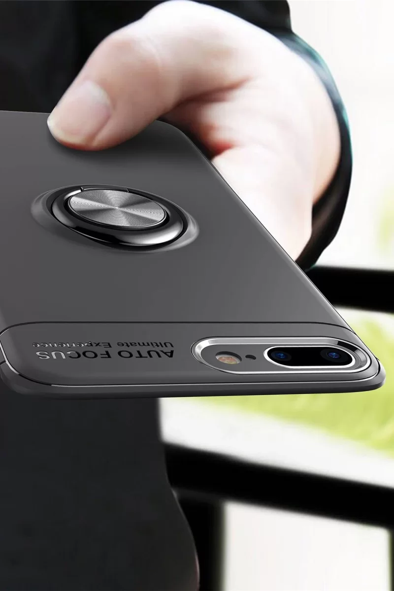 Newface Apple iPhone 7 Plus Kılıf Range Yüzüklü Silikon - Kırmızı