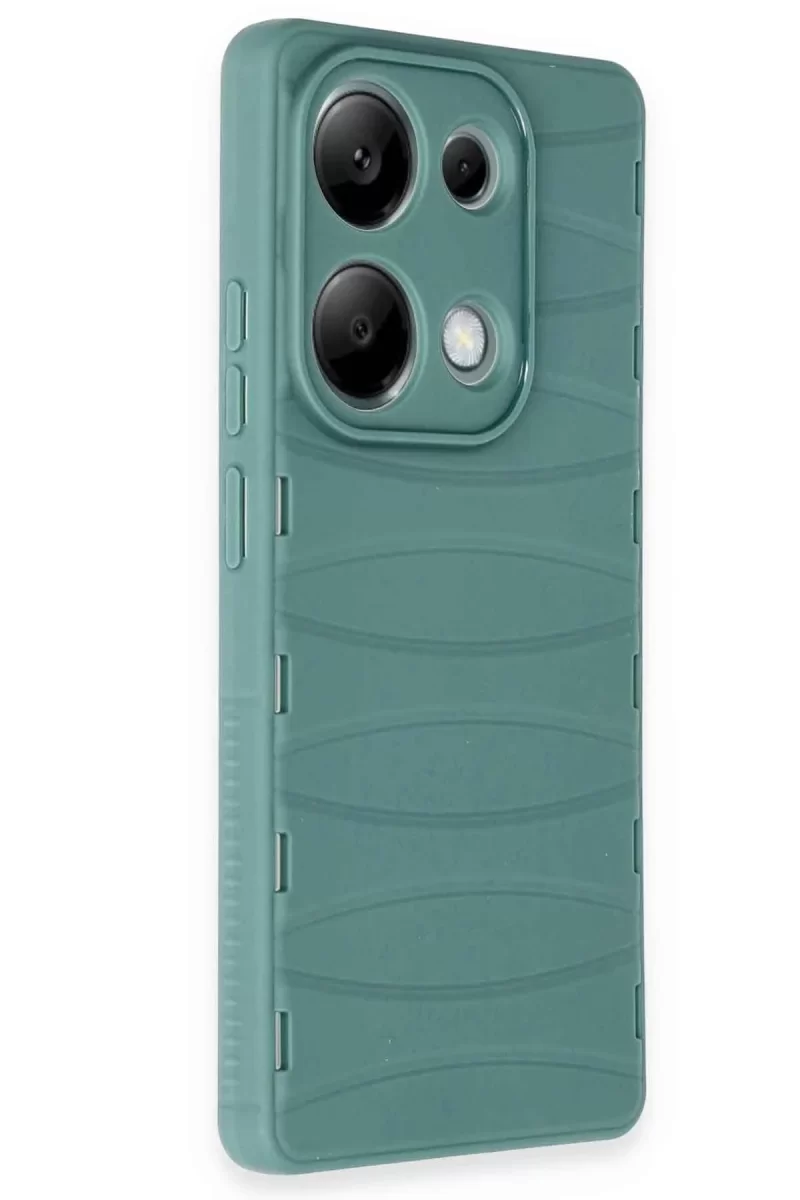 Newface Xiaomi Redmi Note 13 Pro 4G Kılıf Bibercas Silikon Kapak - Koyu Yeşil