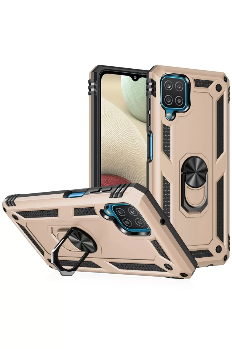 Newface Samsung Galaxy A22 Kılıf Sofya Yüzüklü Silikon Kapak - Gold