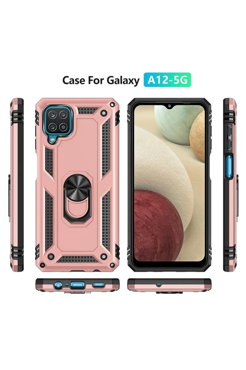Newface Samsung Galaxy A22 Kılıf Sofya Yüzüklü Silikon Kapak - Rose