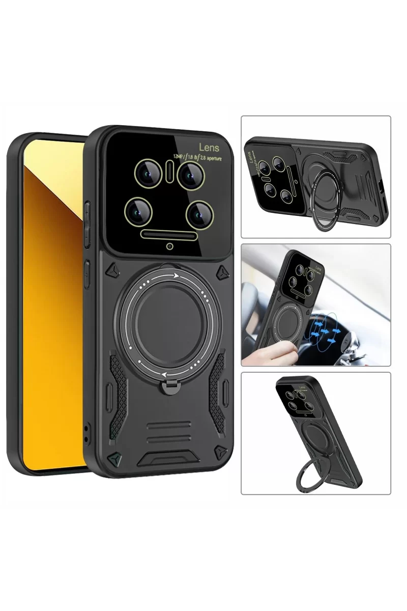 Newface Xiaomi Mi 14 Ultra Kılıf Joy Lens Standlı Kapak - Mor