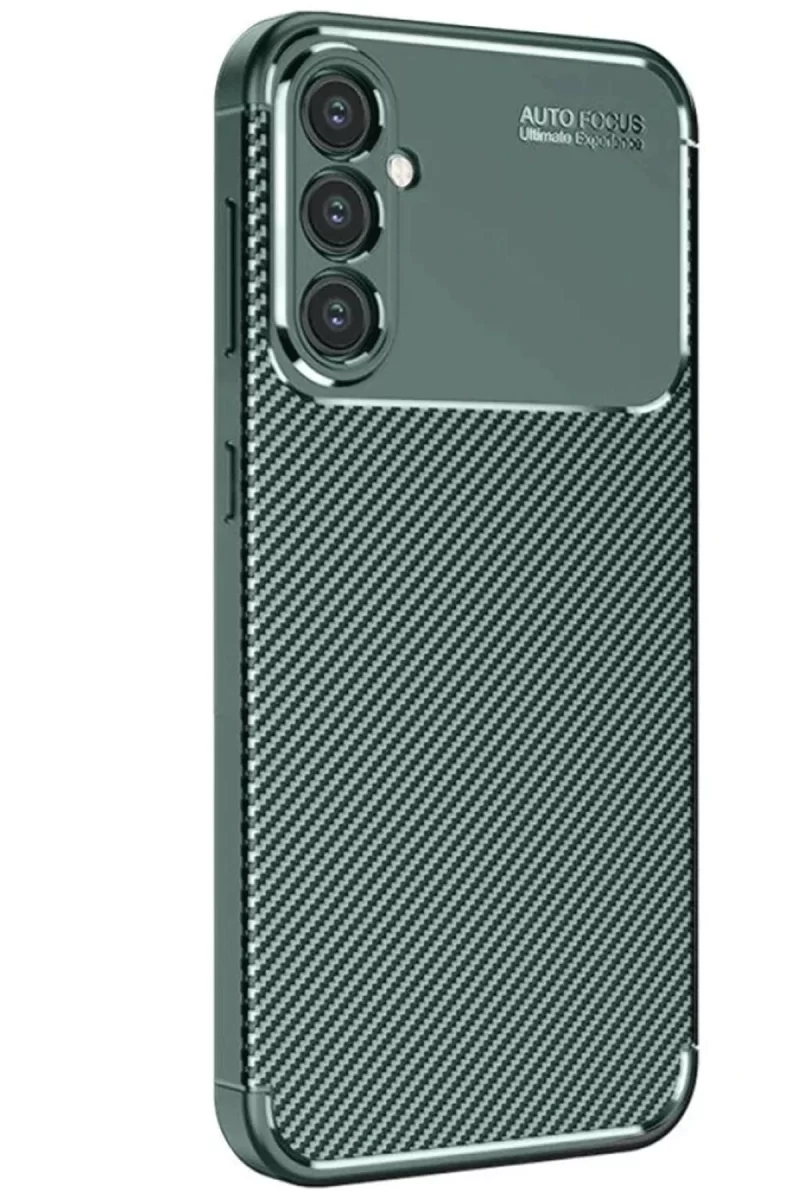 Newface Samsung Galaxy S25 Kılıf Auto Focus Karbon Kapak - Koyu Yeşil