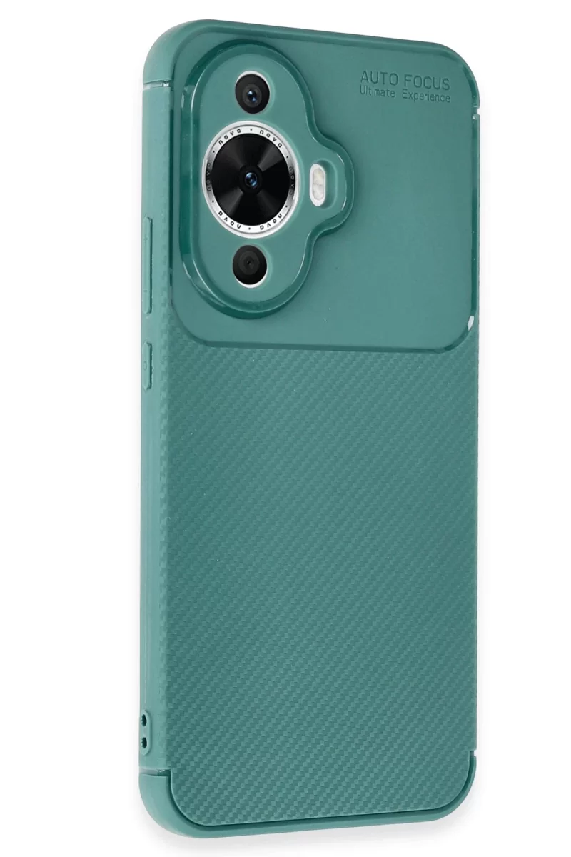 Newface Huawei Nova 12S Kılıf Auto Focus Karbon Kapak - Koyu Yeşil