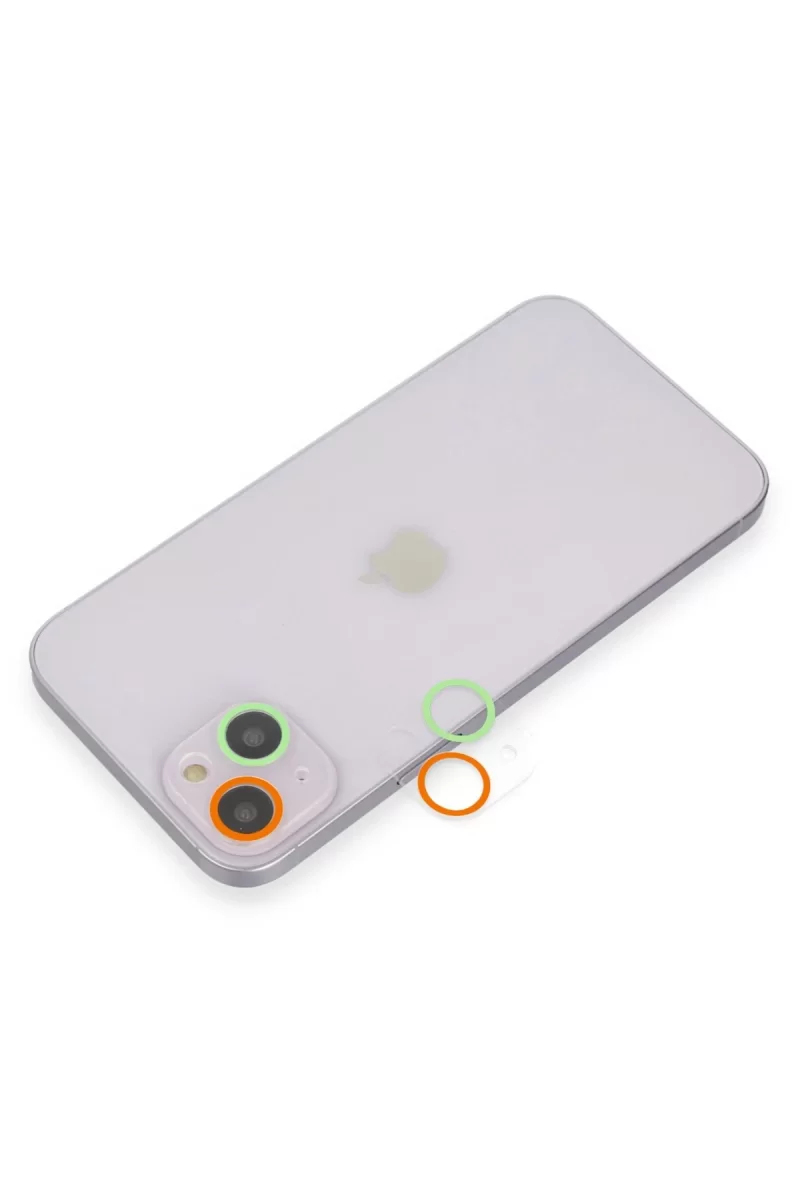 Newface Apple iPhone 13 Mini Renkli Kamera Lens Koruma Cam - Turuncu-Yeşil
