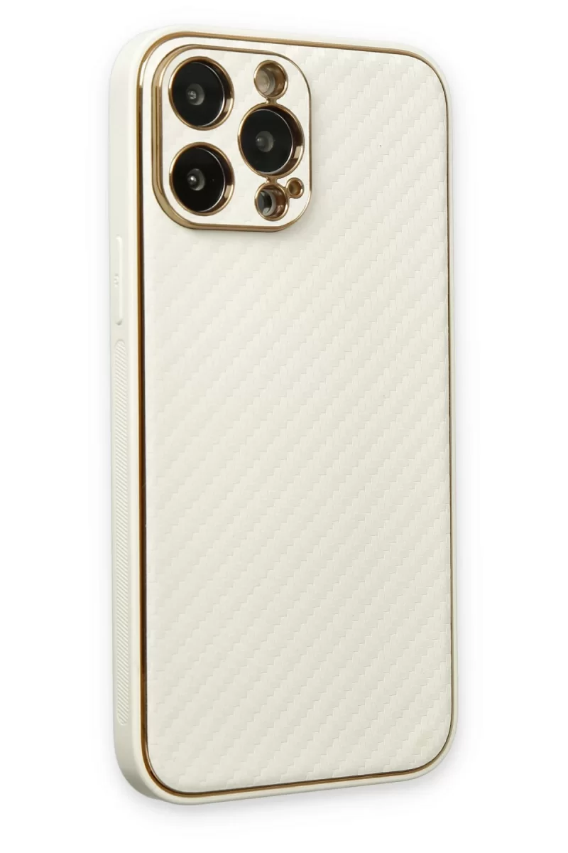 Newface Apple iPhone 13 Pro Kılıf Coco Karbon Silikon - Beyaz