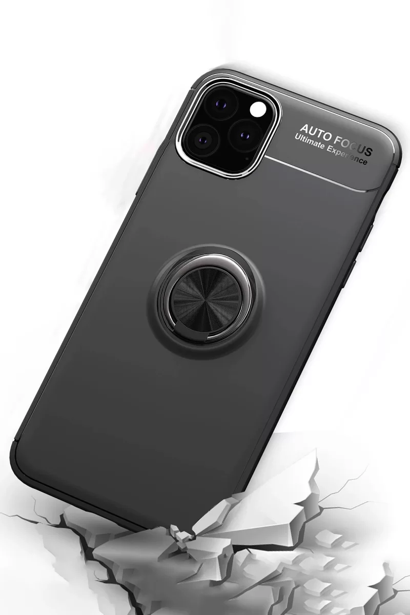 Newface Apple iPhone 11 Pro Kılıf Range Yüzüklü Silikon - Siyah