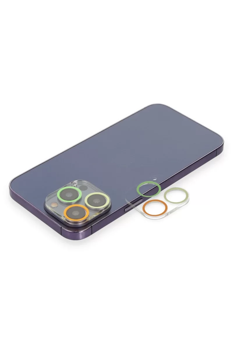 Newface Apple iPhone 13 Pro Renkli Kamera Lens Koruma Cam - Sarı-Turuncu