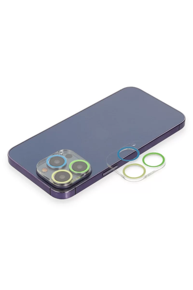 Newface Apple iPhone 13 Pro Renkli Kamera Lens Koruma Cam - Yeşil-Sarı