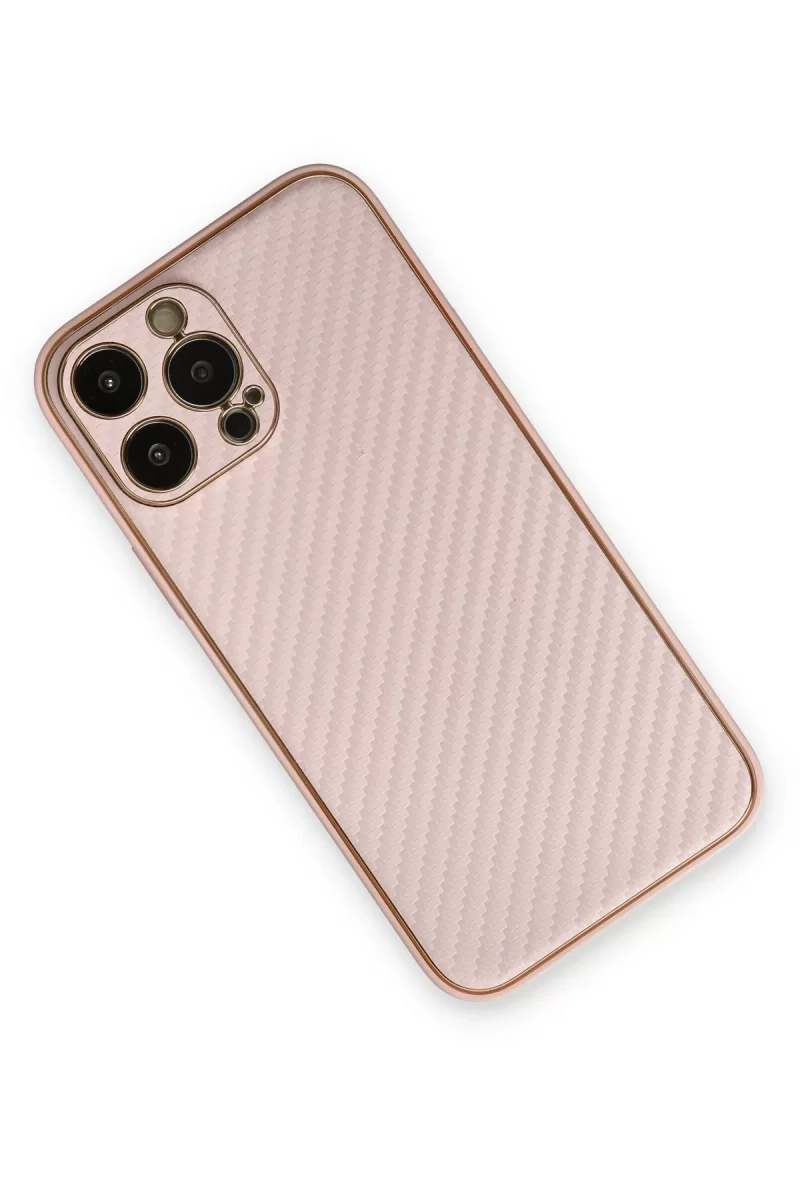 Newface Apple iPhone 13 Pro Max Kılıf Coco Karbon Silikon - Pembe
