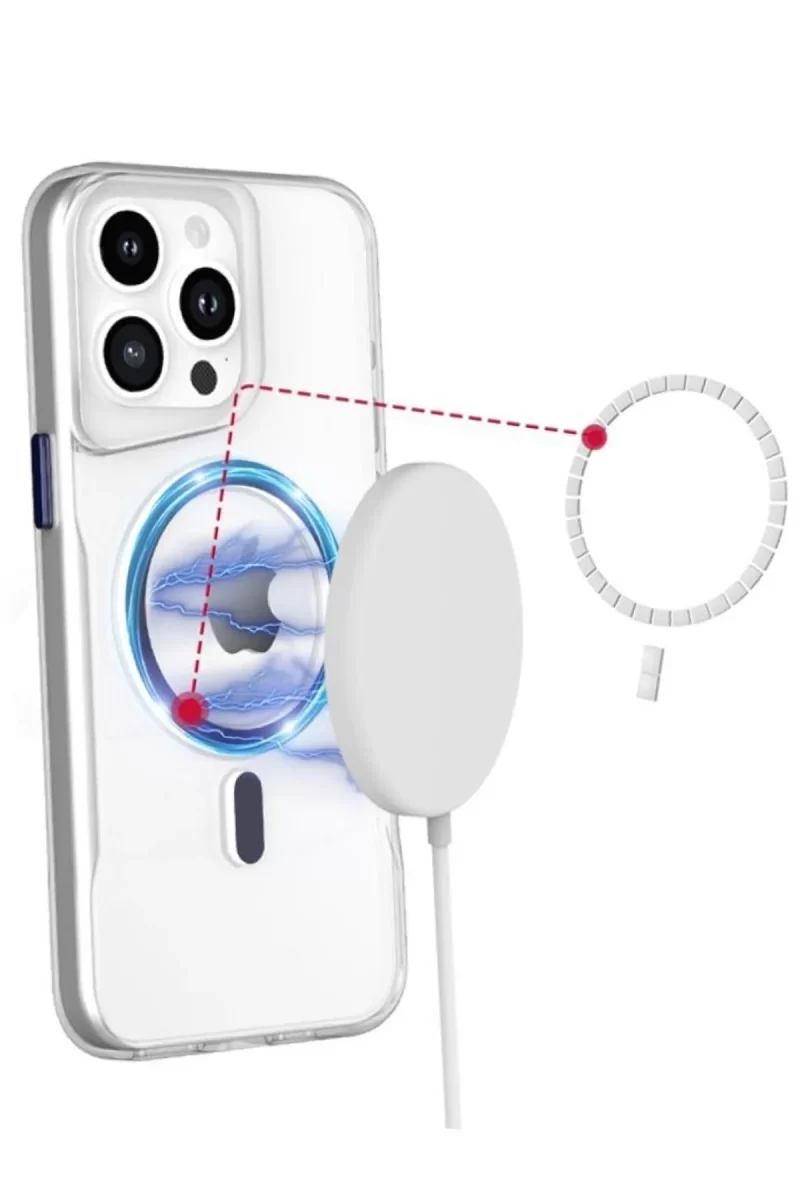 Newface Apple iPhone 16 Plus Kılıf PC Poso Magsafe Kapak - Şeffaf