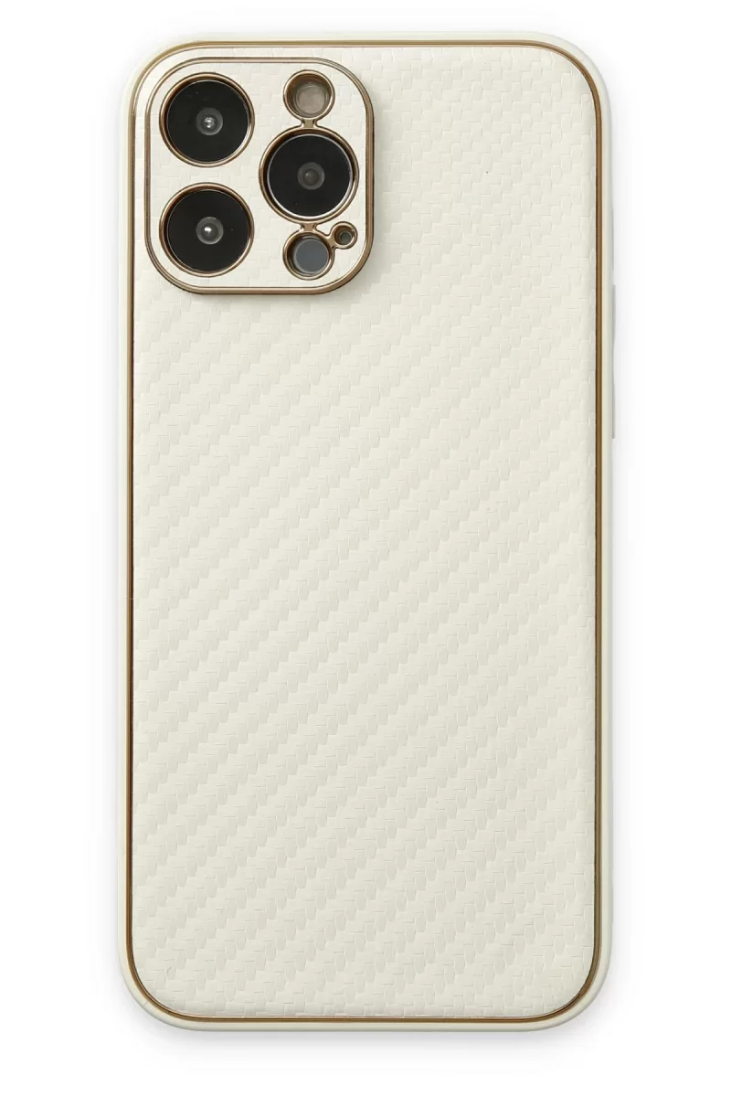 Newface Apple iPhone 13 Pro Max Kılıf Coco Karbon Silikon - Beyaz