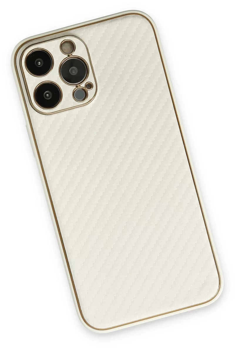 Newface Apple iPhone 13 Pro Max Kılıf Coco Karbon Silikon - Beyaz