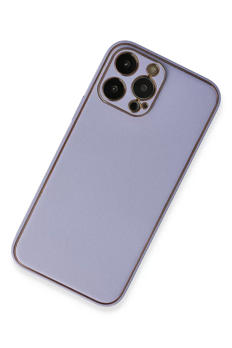 Newface Apple iPhone 13 Pro Kılıf Coco Deri Silikon Kapak - Açık Lila