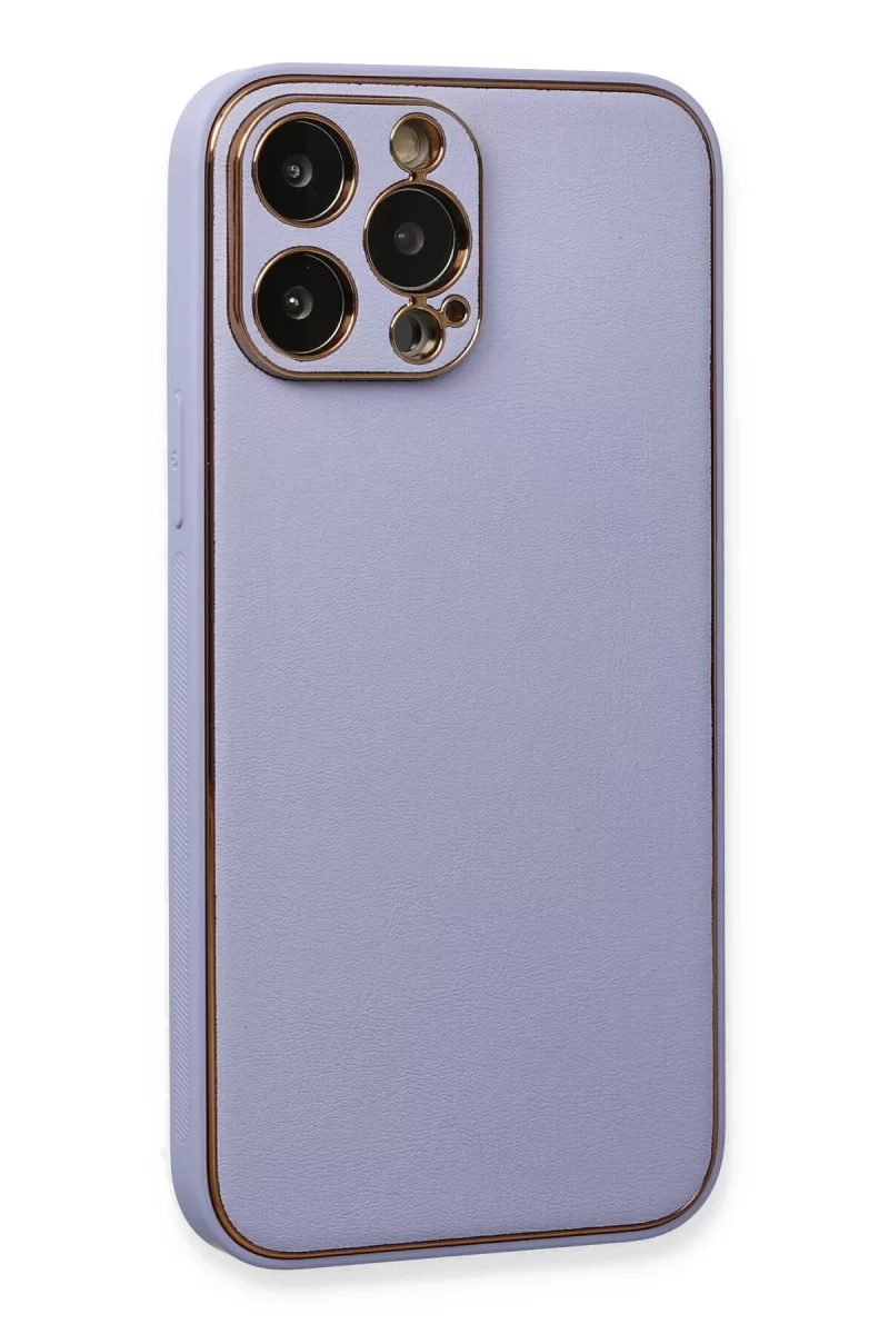 Newface Apple iPhone 13 Pro Kılıf Coco Deri Silikon Kapak - Açık Lila