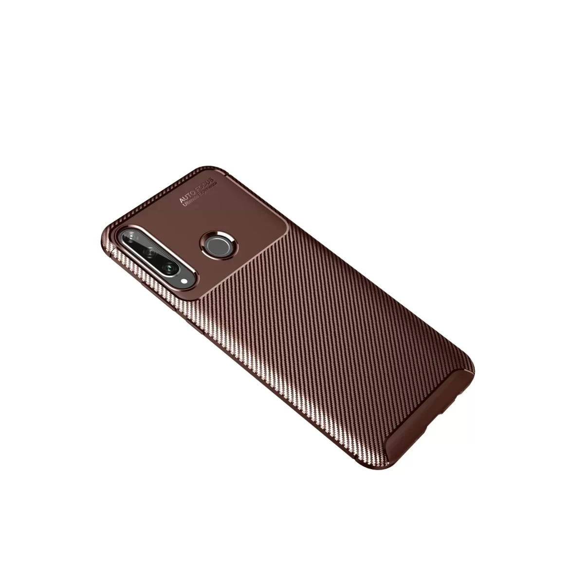 Newface Huawei Y6P Kılıf Auto Focus Karbon Kapak - Kahverengi