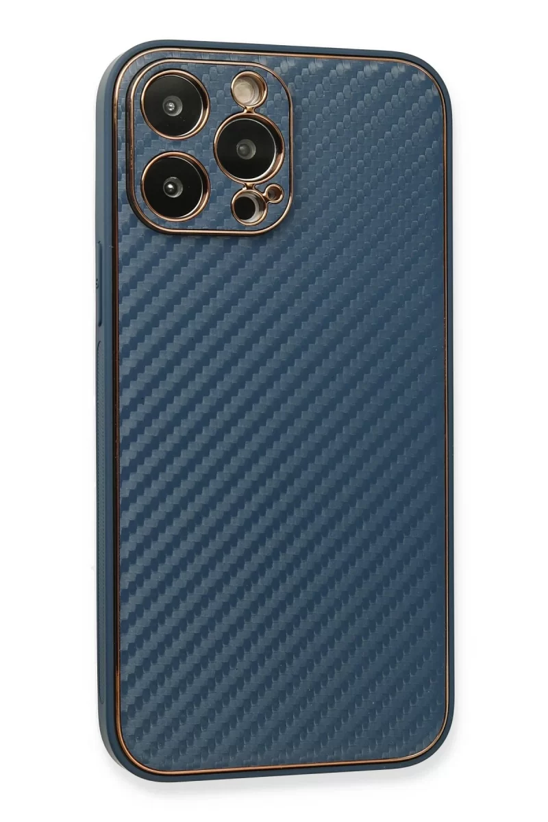Newface Apple iPhone 13 Pro Max Kılıf Coco Karbon Silikon - Mavi