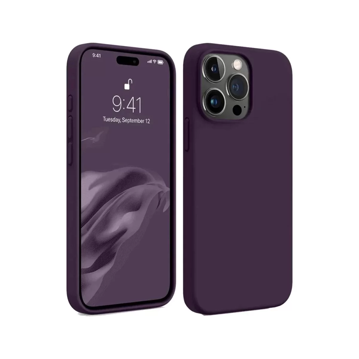 Newface Apple iPhone 15 Pro Max Kılıf First Silikon - Mürdüm