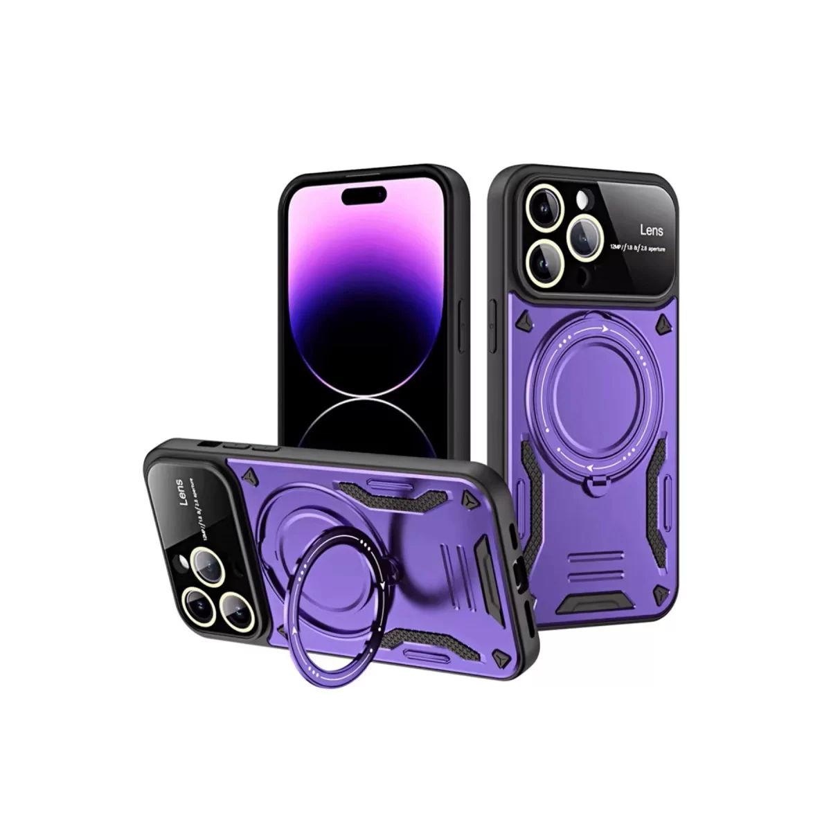 Newface Apple iPhone 16 Pro Max Kılıf Joy Lens Standlı Kapak - Mor
