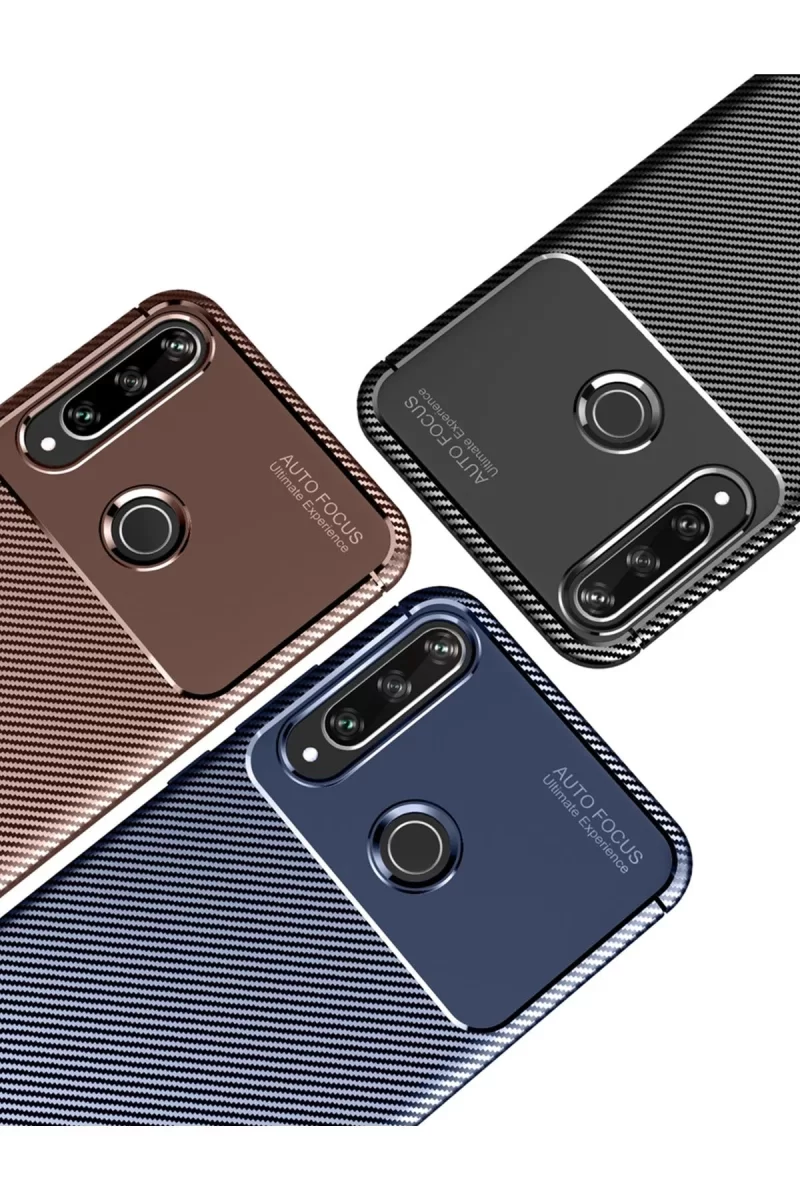 Newface Huawei Y6P Kılıf Auto Focus Karbon Kapak - Lacivert