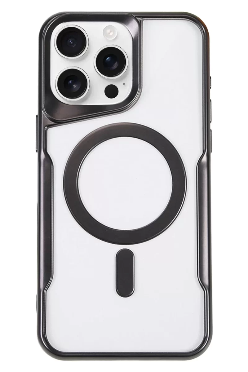 Newface Apple iPhone 16 Pro Kılıf Boyi Magsafe Silikon Kapak - Siyah
