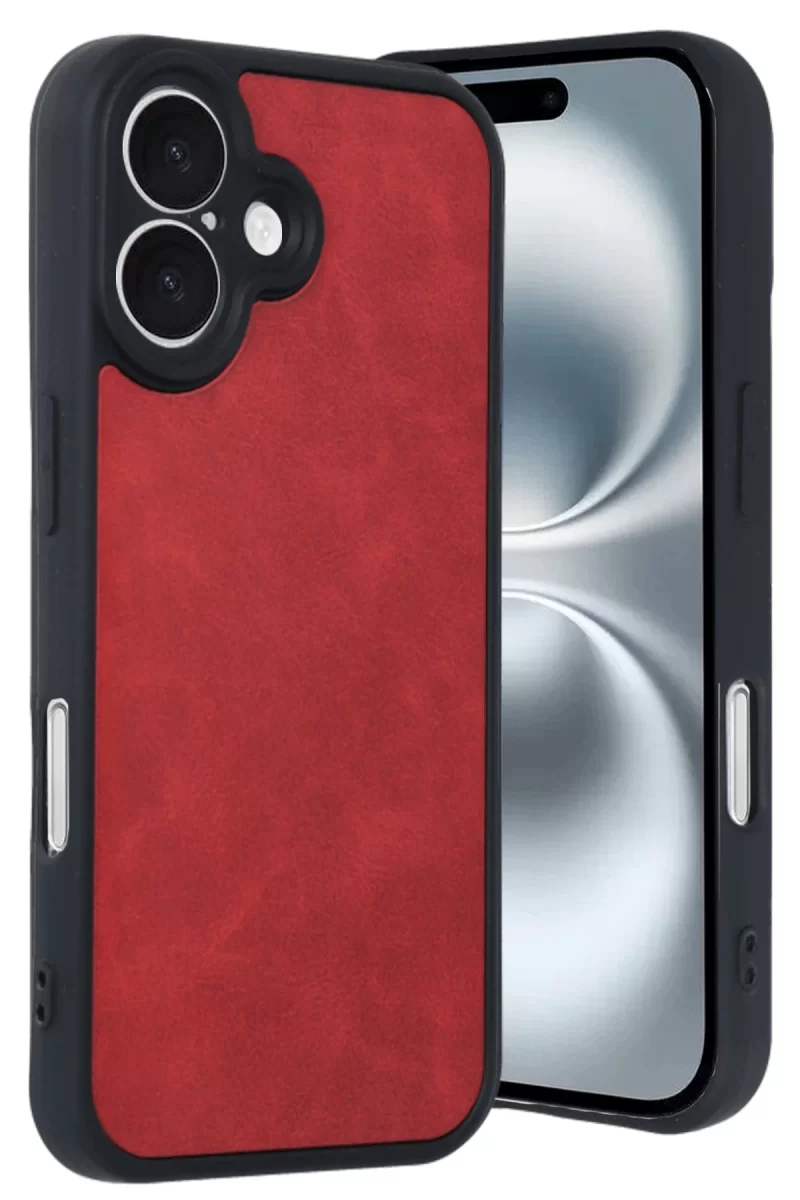 Newface Apple iPhone 16 Kılıf Aras Deri Kapak - Kırmızı