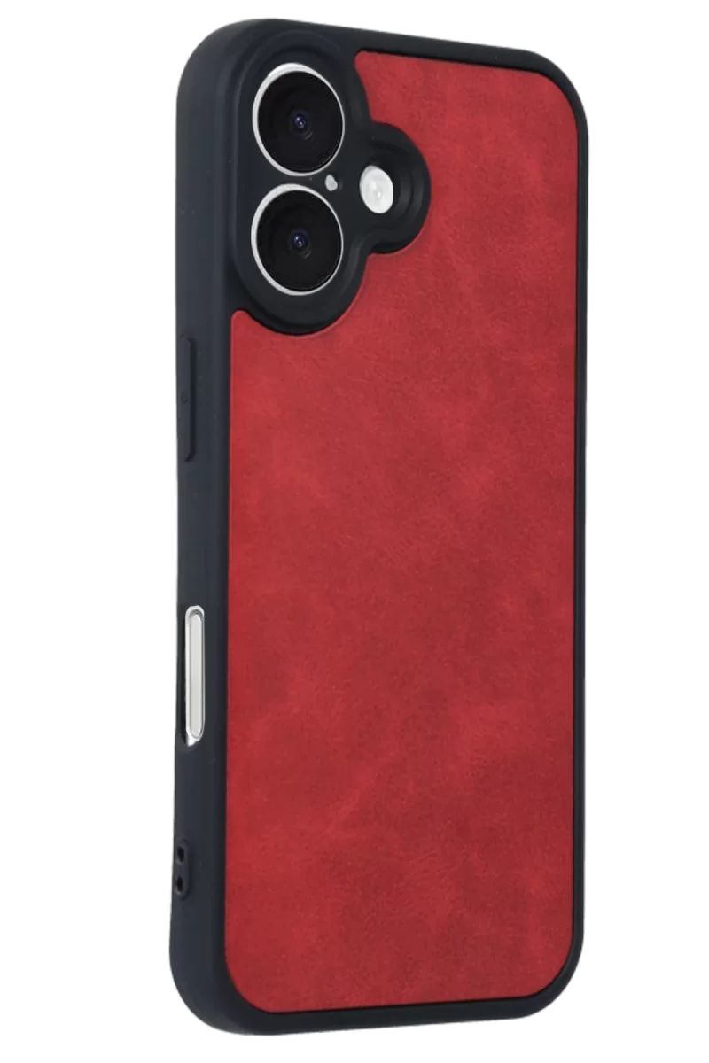 Newface Apple iPhone 16 Kılıf Aras Deri Kapak - Kırmızı