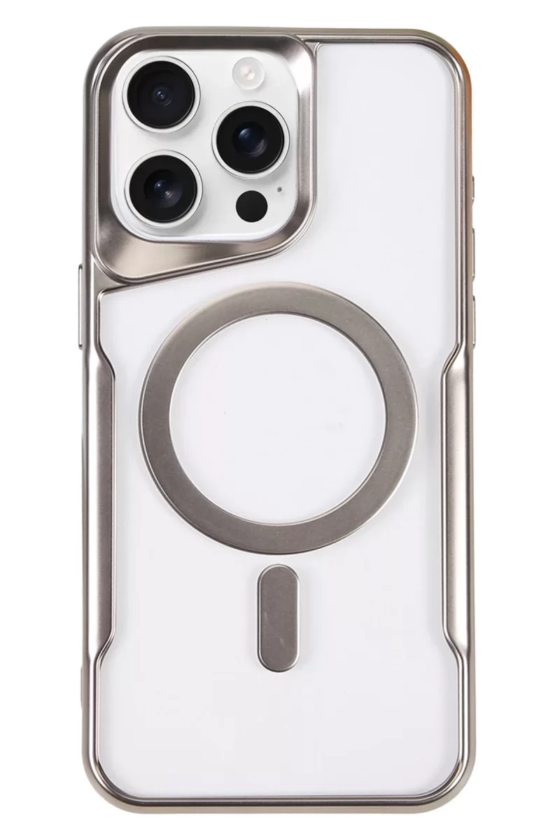 Newface Apple iPhone 16 Pro Kılıf Boyi Magsafe Silikon Kapak - Gümüş