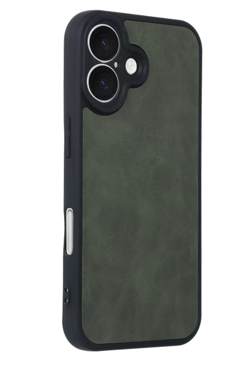 Newface Apple iPhone 16 Kılıf Aras Deri Kapak - Koyu Yeşil