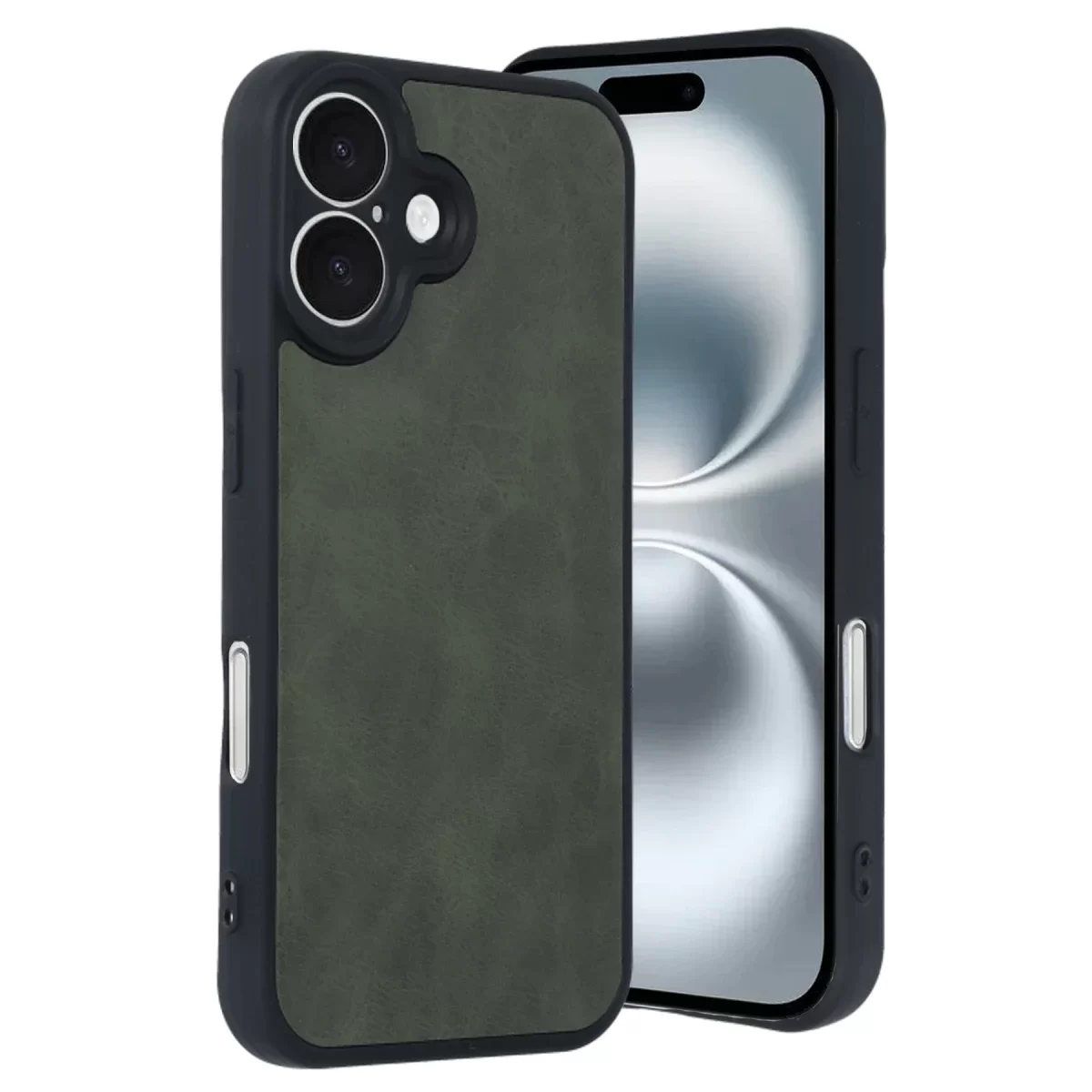 Newface Apple iPhone 16 Kılıf Aras Deri Kapak - Koyu Yeşil