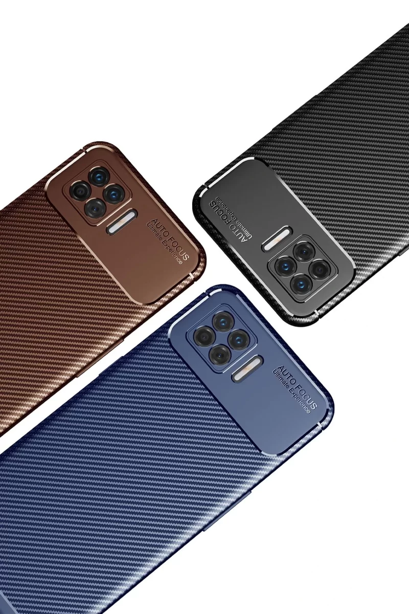 Newface Oppo A73 Kılıf Auto Focus Karbon Kapak - Kahverengi