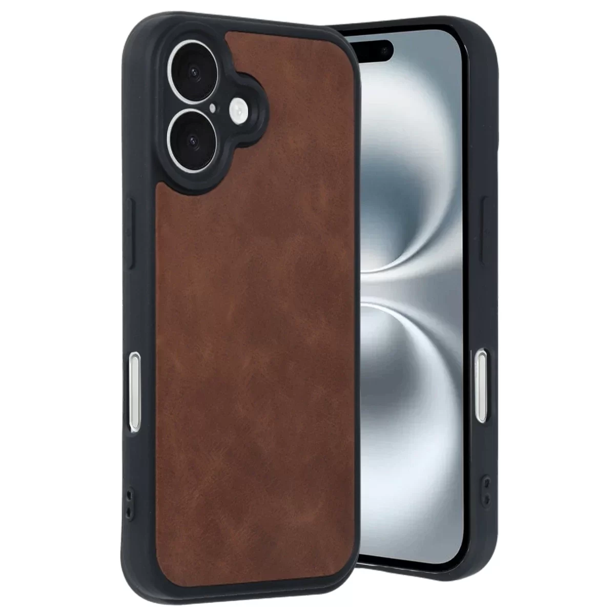 Newface Apple iPhone 16 Kılıf Aras Deri Kapak - Taba