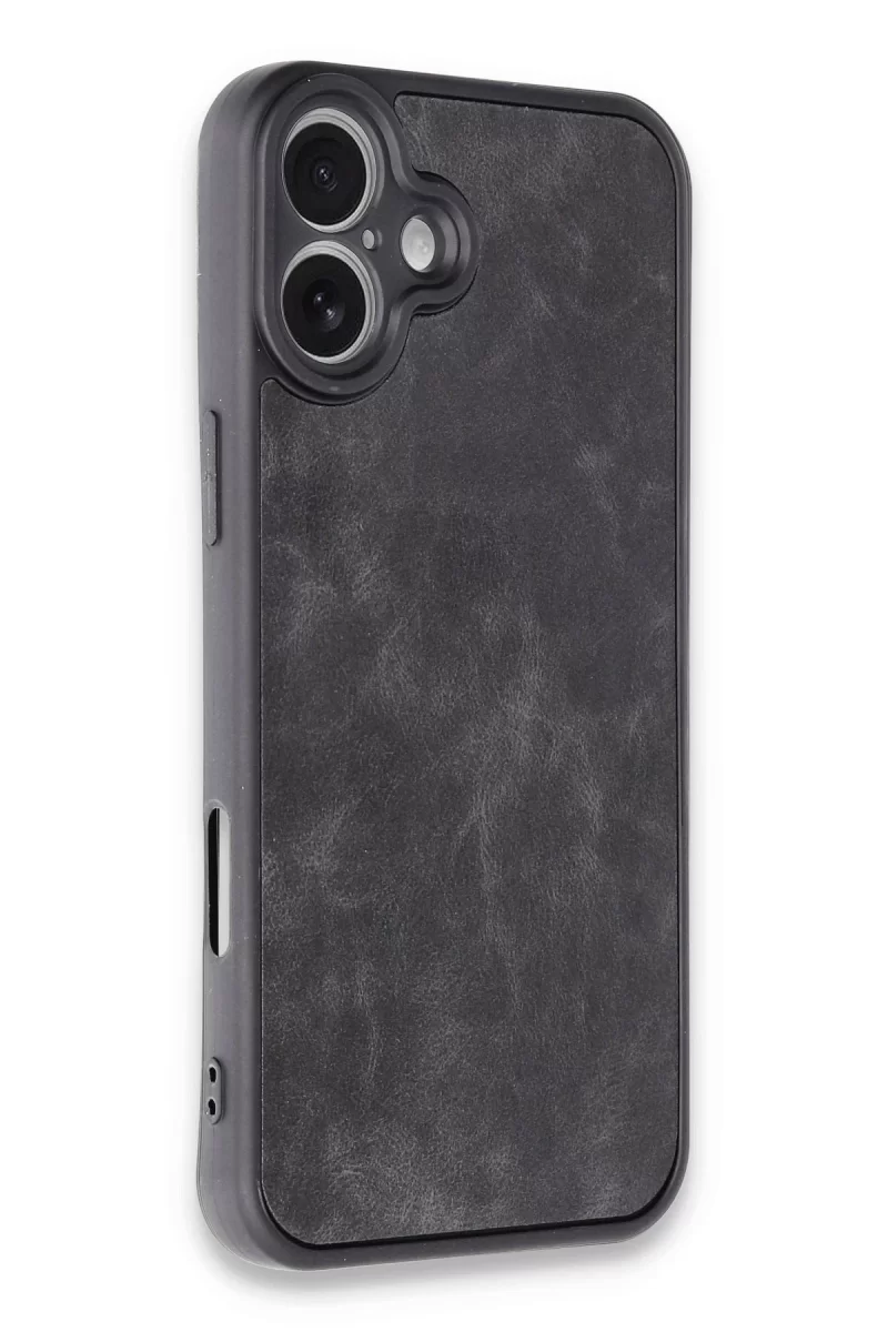 Newface Apple iPhone 16 Plus Kılıf Aras Deri Kapak - Siyah