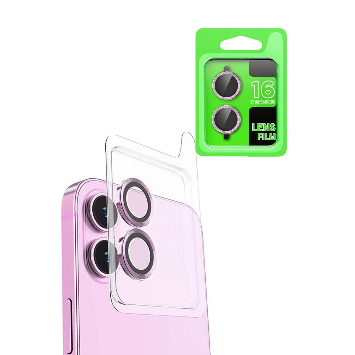 Newface Apple iPhone 16 Raze Metal Kamera Lens - Pembe