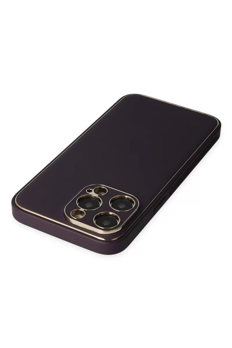 Newface Apple iPhone 13 Pro Kılıf Coco Deri Silikon Kapak - Derin Mor