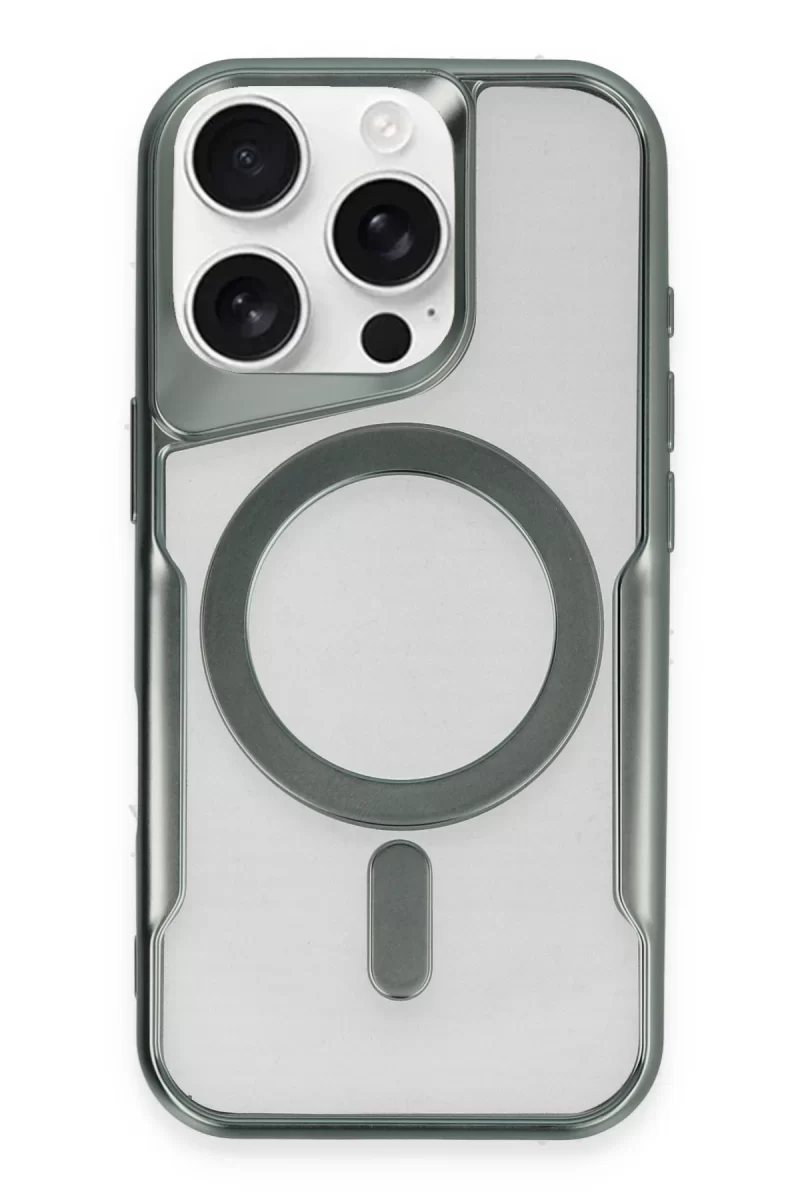 Newface Apple iPhone 16 Pro Kılıf Boyi Magsafe Silikon Kapak - Yeşil